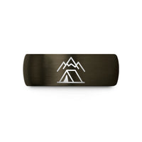 special presents for her – gunmetal & black tungsten tent under mountains wedding band