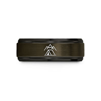 special presents for her – gunmetal & black tungsten tent under mountains wedding band