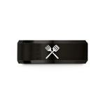 small girls birthday present – black tungsten crossed fork spatula wedding band