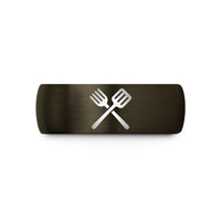 special presents for kids – gunmetal & black tungsten crossed fork spatula wedding band