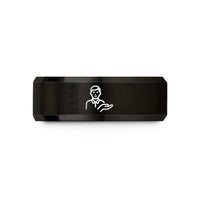 best presents for kids – black & gold tungsten support person icon wedding band