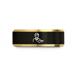 unique presents for children – black & gold tungsten support person icon wedding band