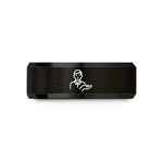 presents for young girls – black & rose gold tungsten support person icon wedding band