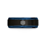 tungsten rings for him – black & blue tungsten cube grid wedding band