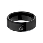 engraved rings for him – black tungsten hans device wedding band