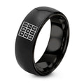 Magic Square – Tungsten Wedding Band, 8 mm, Black Comfort-Fit Unisex