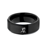 unique presents for him – black tungsten pilot silhouette wedding band