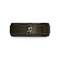unique presents for him – gunmetal & black tungsten pilot silhouette wedding band