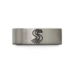 father to son present – black & blue & grey tungsten skid marks wedding band