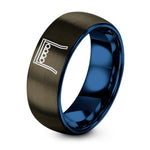 Gifts for Son from Dad – gunmetal & blue tungsten start lights gantry ring