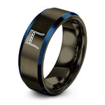 personalized presents for him – gunmetal & blue tungsten start lights gantry ring