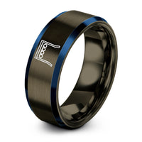 personalized presents for him – gunmetal & blue tungsten start lights gantry ring
