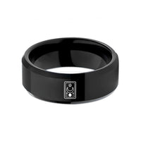 special present from father – black tungsten tarot card back wedding band
