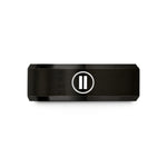 engraved rings for men – black tungsten double barline circle wedding band