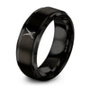 Gemsbok Horns Crossed – Tungsten Wedding Band, 8 mm, Black Comfort-Fit Unisex
