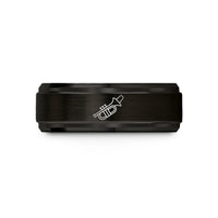 engraved rings for boys – black tungsten trumpet mute wedding band