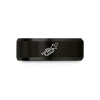 personalized presents for him – black tungsten trumpet mute wedding band