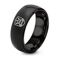 Crown Barbell Shield – Tungsten Wedding Band, 8 mm, Black Comfort-Fit Unisex