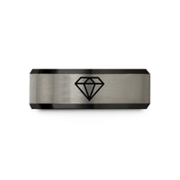 special anniversary present – black & silver tungsten keyframe diamond wedding band
