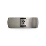 tungsten rings for her – black & silver tungsten bible cross wedding band