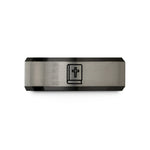 personalized rings for her – black & silver tungsten bible cross wedding band