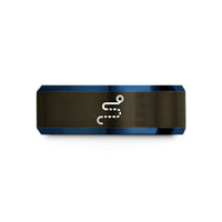 best presents for her – gunmetal & blue tungsten route dotted line wedding band