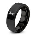 Scissors Shears – Tungsten Wedding Band, 8 mm, Black Comfort-Fit Unisex