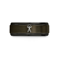 tungsten bands for her – gunmetal & black tungsten scissors shears wedding band
