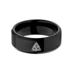 unique presents for her – black tungsten triquetra repeat band wedding band