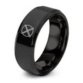 Crossed Drumsticks Circle – Tungsten Wedding Band, 8 mm, Black Comfort-Fit Unisex
