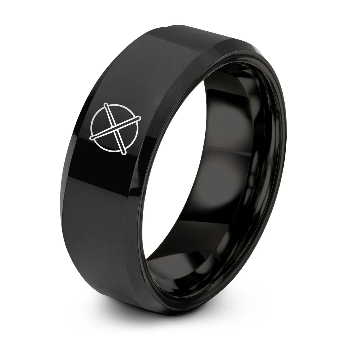 Gifts for Women Over 50 – black tungsten crossed drumsticks circle ring