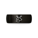 custom rings for moms – black & rose gold tungsten reindeer antlers dog wedding band