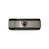 thoughtful presents for grandma – black & gray tungsten heart paw wedding band