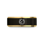 unique presents for her – black & gold tungsten horse left horseshoe wedding band