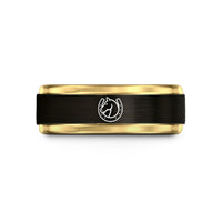 best presents for grandma – black & gold tungsten horse left horseshoe wedding band