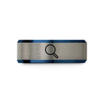 best presents for grandma – blue & gray tungsten magnifying glass wedding band
