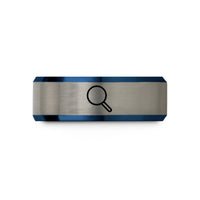 best presents for grandma – blue & gray tungsten magnifying glass wedding band