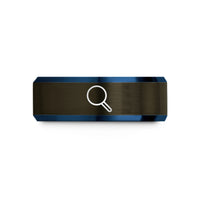 unique presents for elders – gunmetal & blue tungsten magnifying glass wedding band