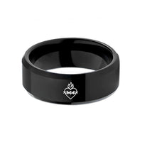 unique presents for mom – black tungsten sacred heart wedding band