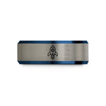 unique presents for her – black & blue & silver tungsten space capsule wedding band