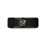 personalized ring present set – black tungsten contract pen wedding band