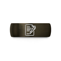silver rings for her – gunmetal & black tungsten contract pen wedding band
