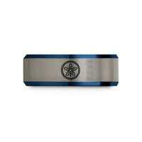 unique presents for ladies – black & blue & gray tungsten sand dollar wedding band