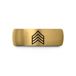 wedding sets for her – black & gold tungsten sergeant chevrons wedding band