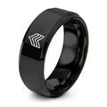 Sergeant Chevrons – Tungsten Wedding Band, 8 mm, Black Comfort-Fit Unisex