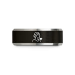 women present sets rings – black & silver tungsten sister heart wedding band