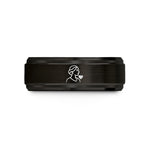comfortable women's ring band – black & rose gold tungsten sister heart wedding band