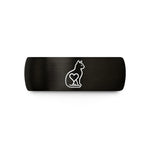 women's rings with engraving – black & gold tungsten sitting cat heart wedding band