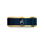personalized mom present set – gold & blue tungsten foam finger wedding band