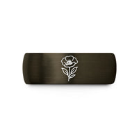 best presents for her – gunmetal & black tungsten poppy flower wedding band
